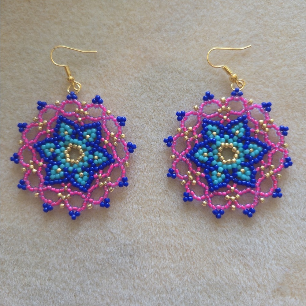 Handmade Beaded Colorful Statement Earrings